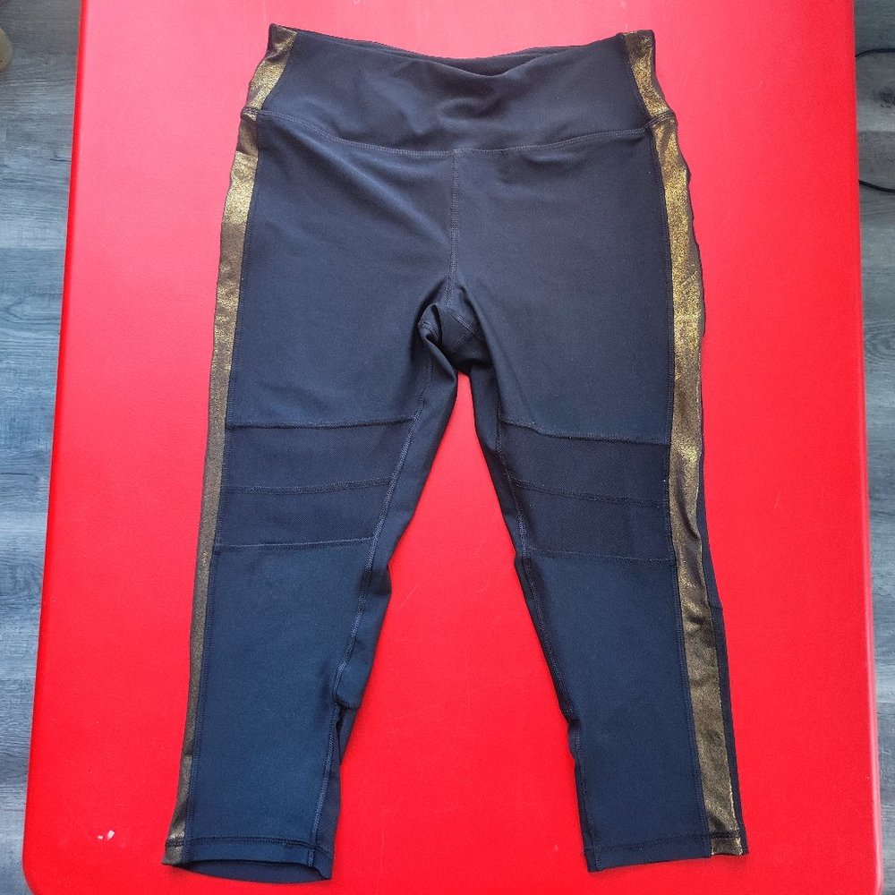 RBX leggings black with gold design women's size M